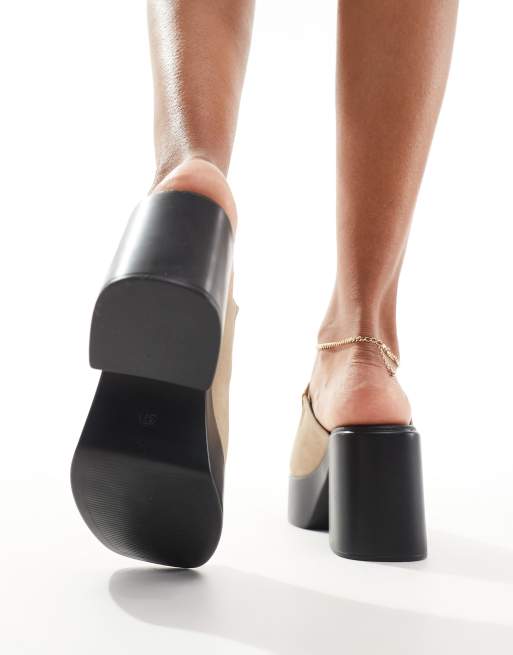 Truffle Collection chunky heel mules in mocha, 2 of 4
