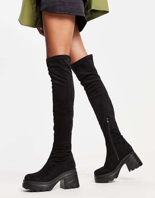 Chunky heeled over store the knee boots