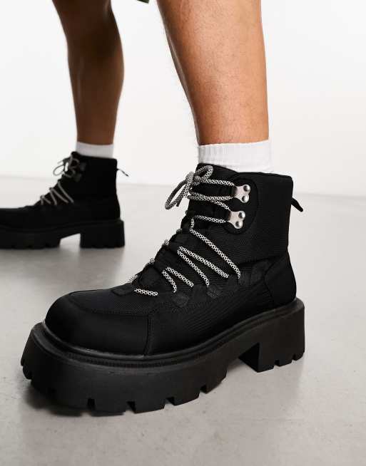 Black hiker platform ankle clearance boot