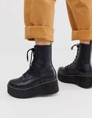 truffle collection chunky lace up ankle boots