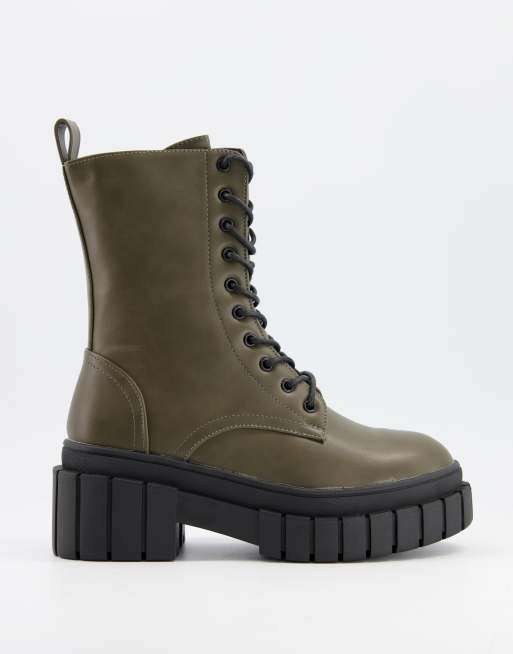 truffle collection chunky lace up canvas shoes