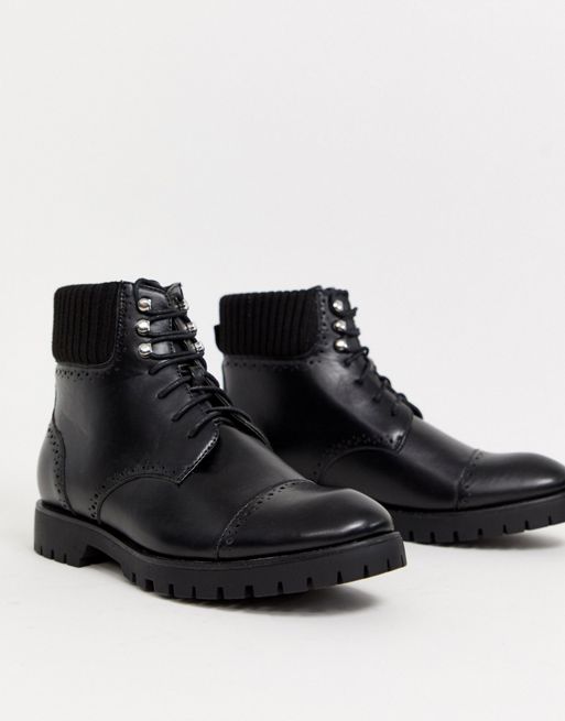 Truffle Collection chunky lace up boot in black | ASOS