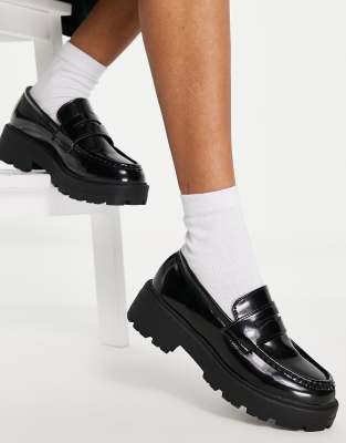 Truffle Collection Chunky Loafers In Black Patent | ModeSens