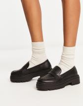 ASOS DESIGN Wide Fit Mulled chunky loafer in black | ASOS