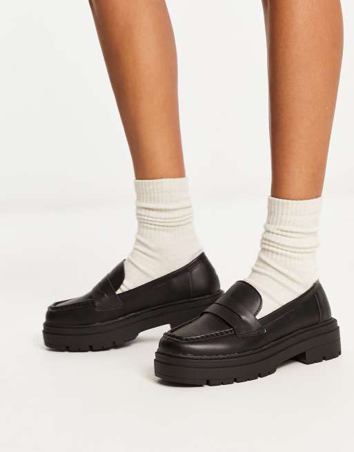 Truffle Collection chunky loafers in black | ASOS