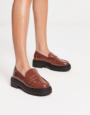 Truffle Collection chunky loafers in choc