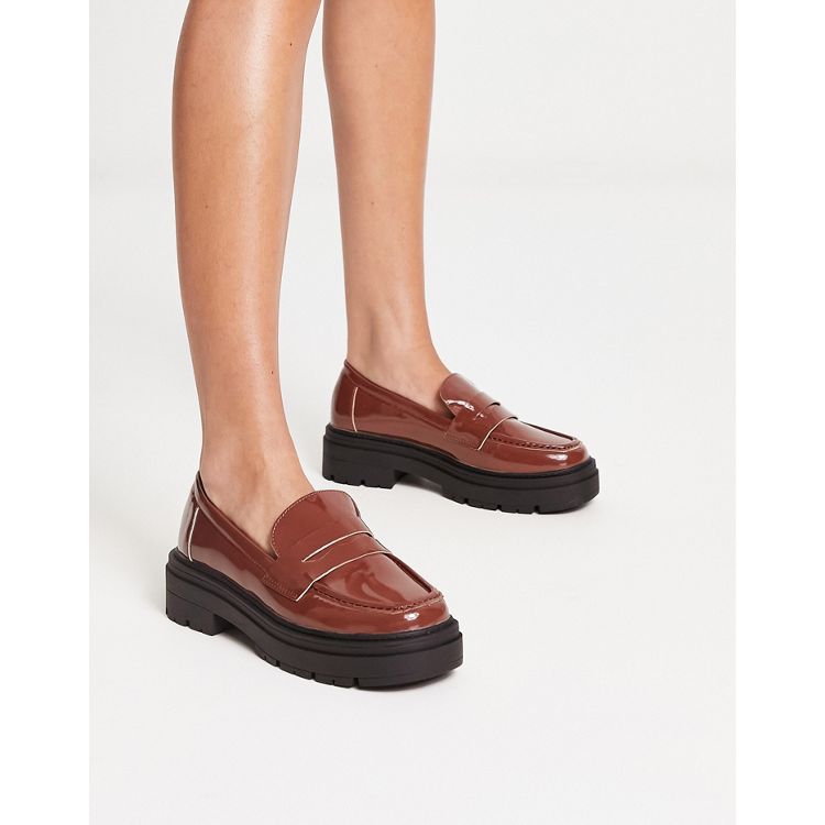 Truffle Collection chunky loafers in choc レディース 永遠の定番