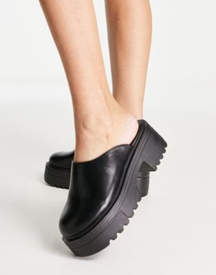 Truffle Collection chunky mule shoes in black