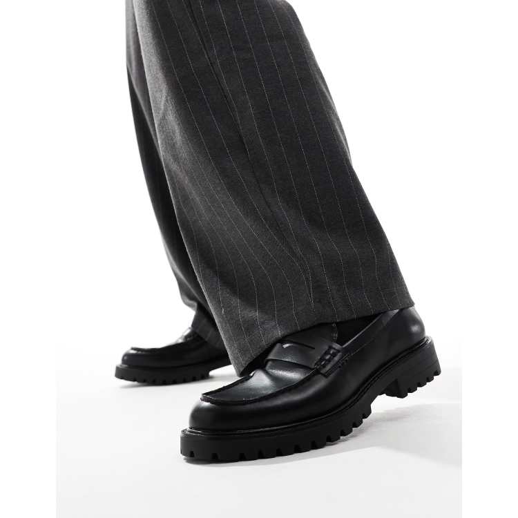 Truffle Collection chunky penny loafers in black | ASOS display picture 1