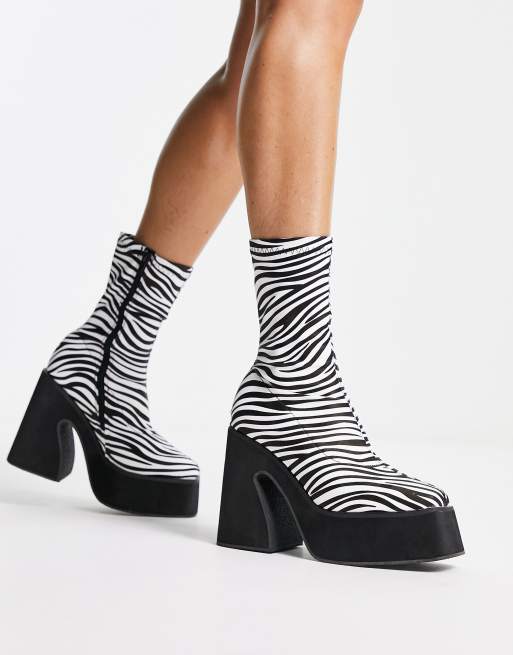 Truffle Collection chunky platform boots in zebra ASOS