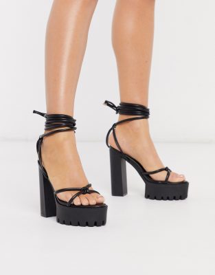 chunky black strappy sandals