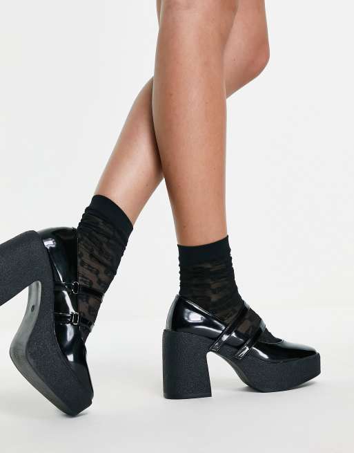 Truffle Collection chunky platform strappy shoes in black ASOS