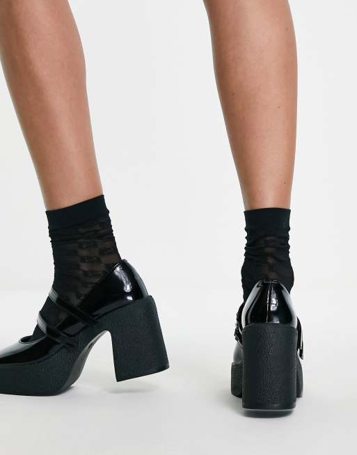 Truffle Collection chunky platform strappy shoes in black ASOS