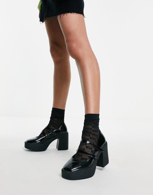 Truffle Collection chunky platform strappy shoes in black ASOS