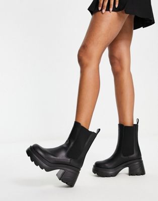 Truffle Collection chunky pull on heeled chelsea boots