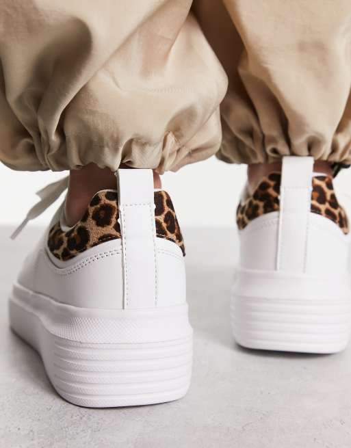 Truffle chunky sneakers in white with leopard back ASOS