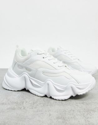 Truffle Collection Chunky Sneakers With Exaggerated Sole In White