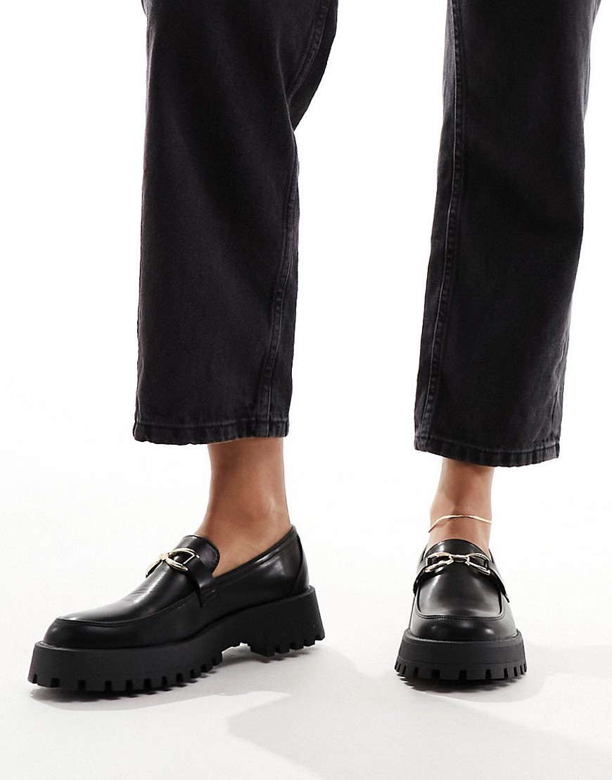 Truffle Collection chunky sole penny loafers in black
