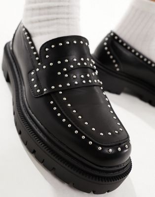  chunky sole studded penny loafers 