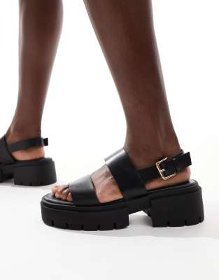 Truffle Collection Chunky Strap Sandals In Black