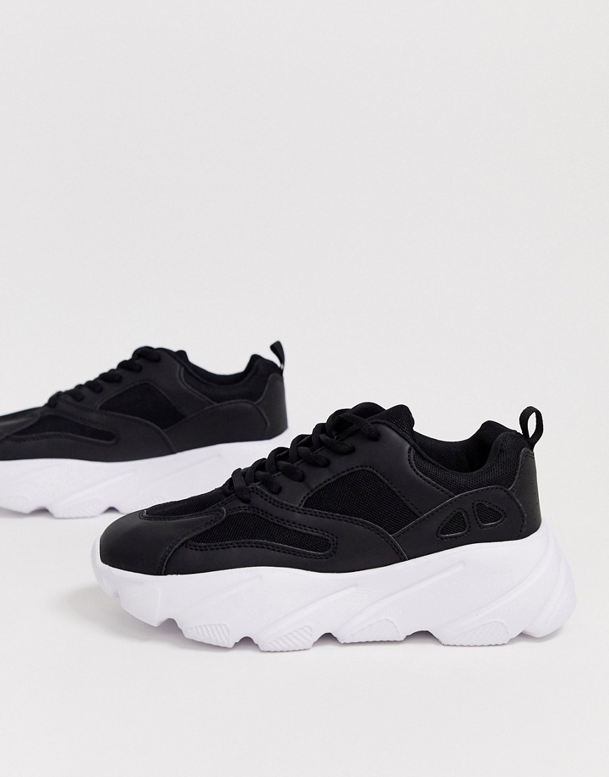 Truffle Collection chunky trainer in black-White