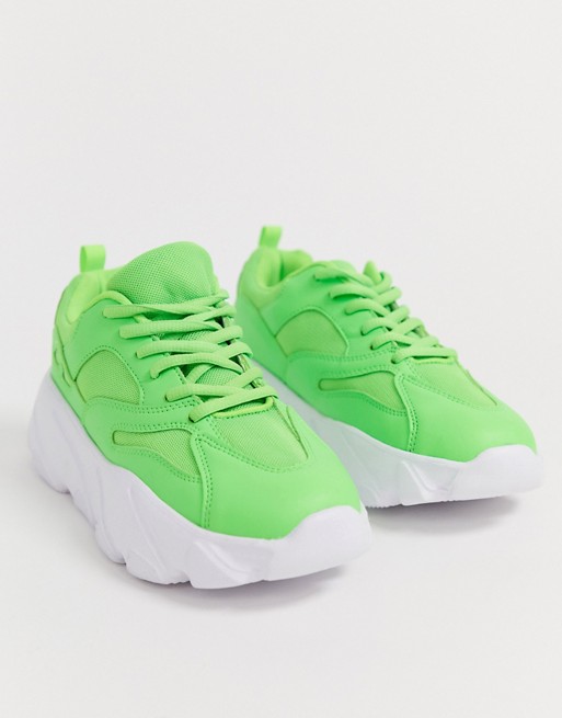 Truffle Collection chunky trainer in neon