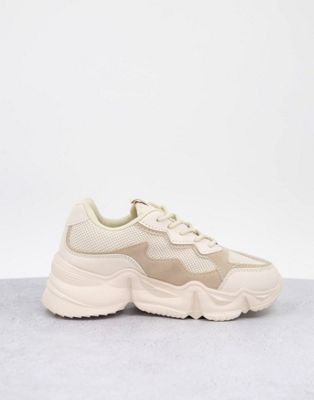 Truffle Collection Chunky Trainer with exaggerated sole in beige