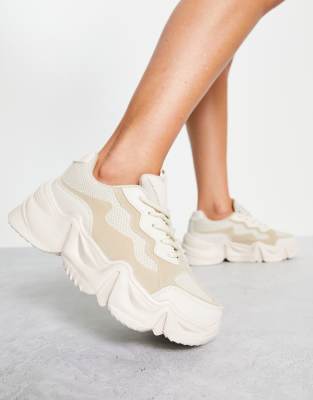Truffle Collection Chunky Trainer with exaggerated sole in beige