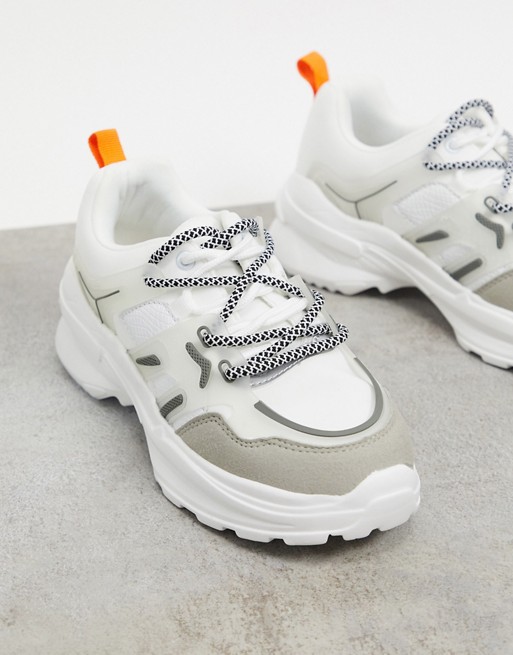 Truffle collection chunky trainers in white orange mix