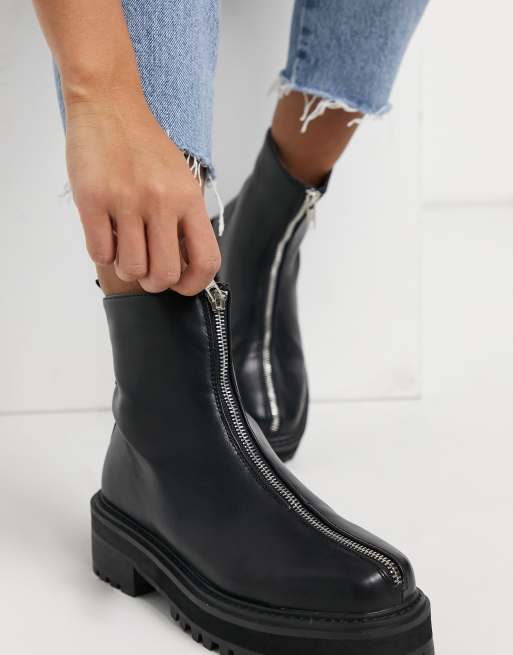 Black boots zip front sale