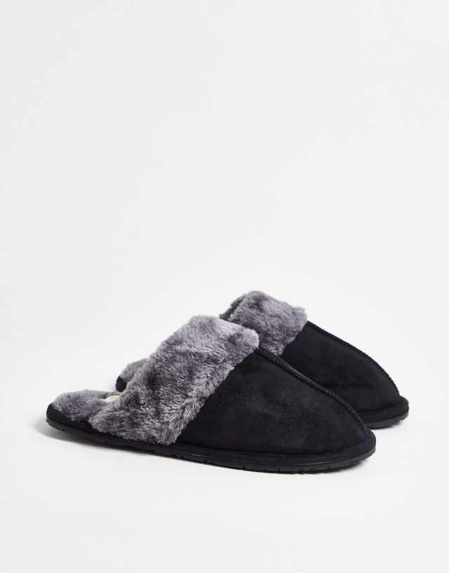 Truffle Collection classic mule slippers in black