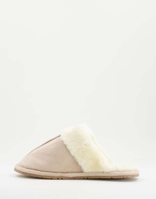 Truffle Collection classic mule slippers in cream | ASOS