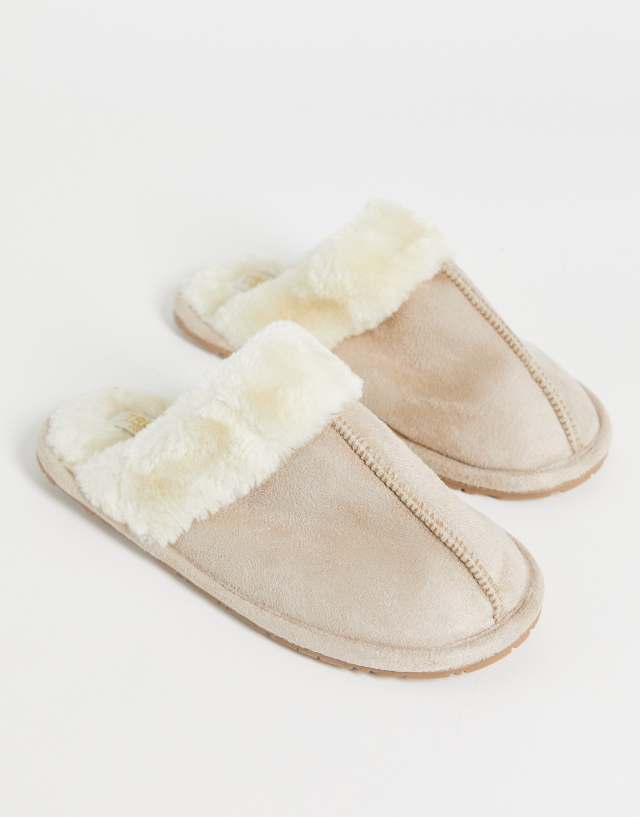 Truffle Collection classic mule slippers in cream