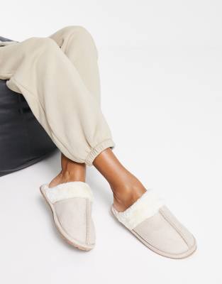 Truffle Collection Classic Mule Slippers In Cream-white