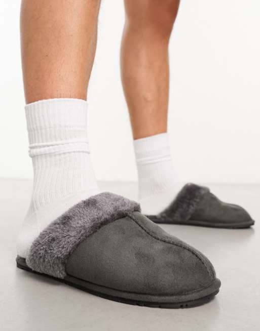 Grey best sale mule slippers