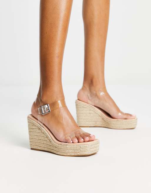 Wedge sandals with sales clear straps