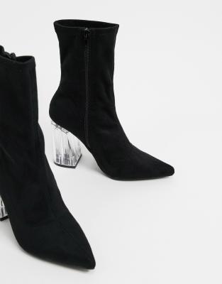 black pointed sock boot