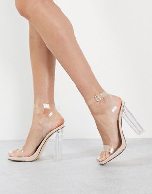 Truffle Collection clear heeled sandals in beige