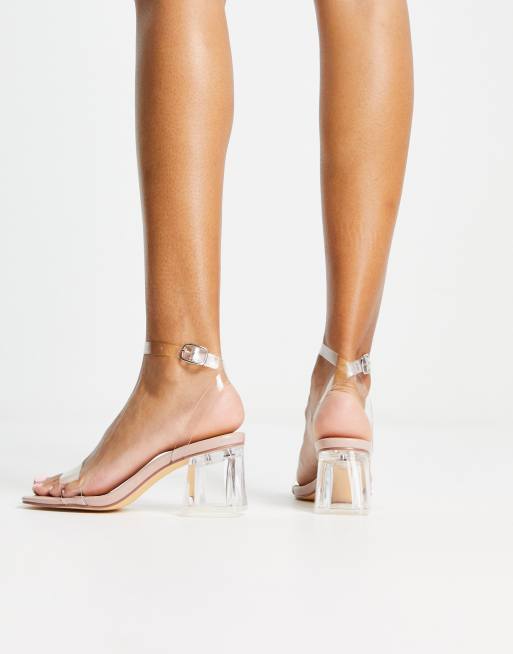 Clear heels hot sale mid heel