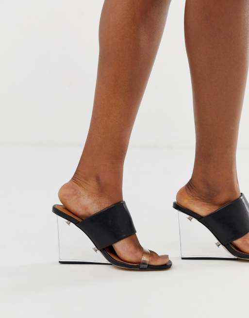 truffle collection wide fit clear heeled sandals