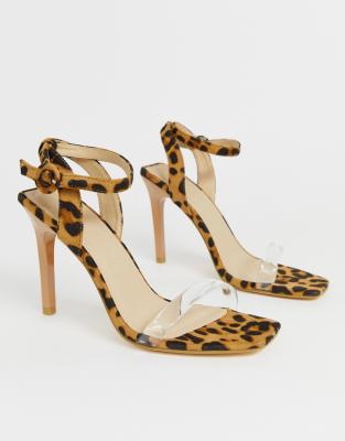 clear leopard sandals