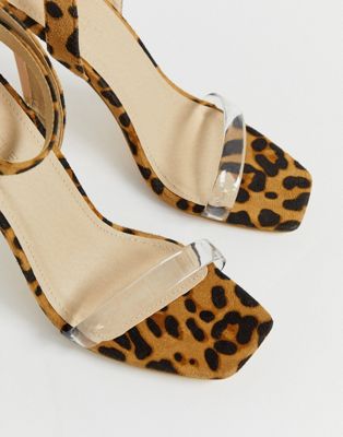 clear and leopard sandals