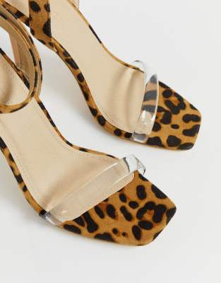 leopard clear heels