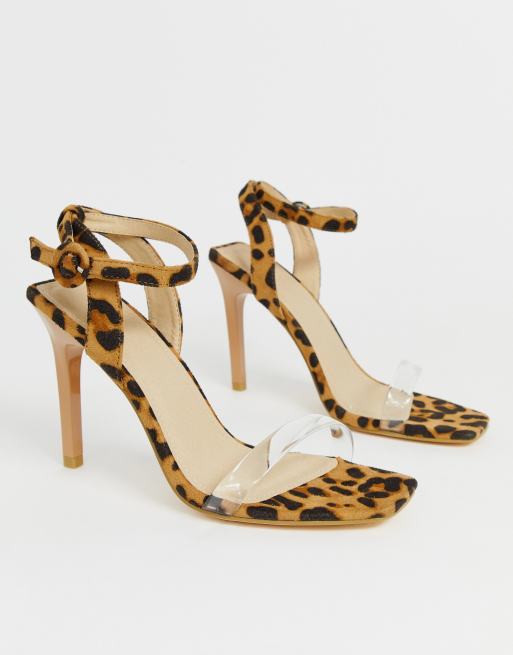 truffle collection wide fit clear heeled sandals