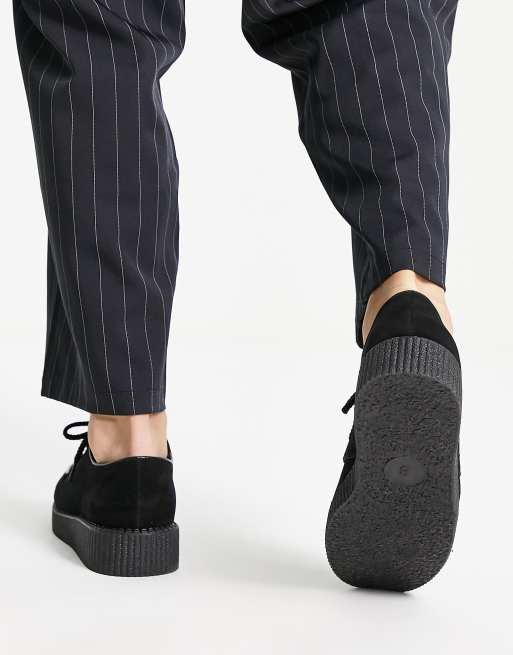 Truffle Collection - Creepers à lacets en micro-daim - Noir, 4 de 4
