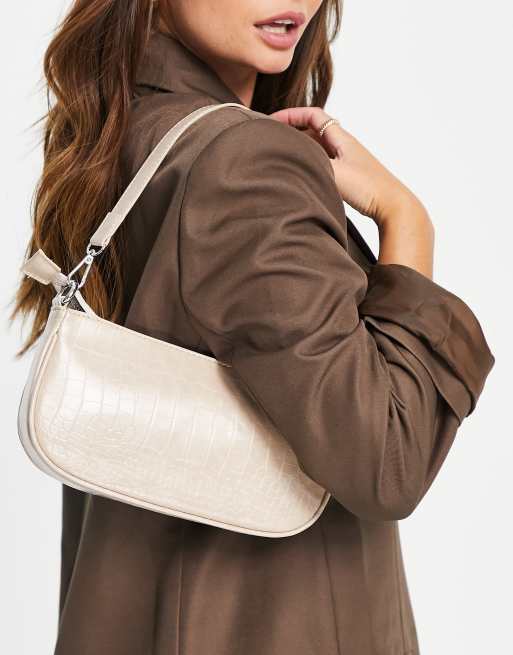 Truffle Collection croc shoulder bag in beige