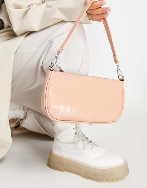 pink croc shoulder bag