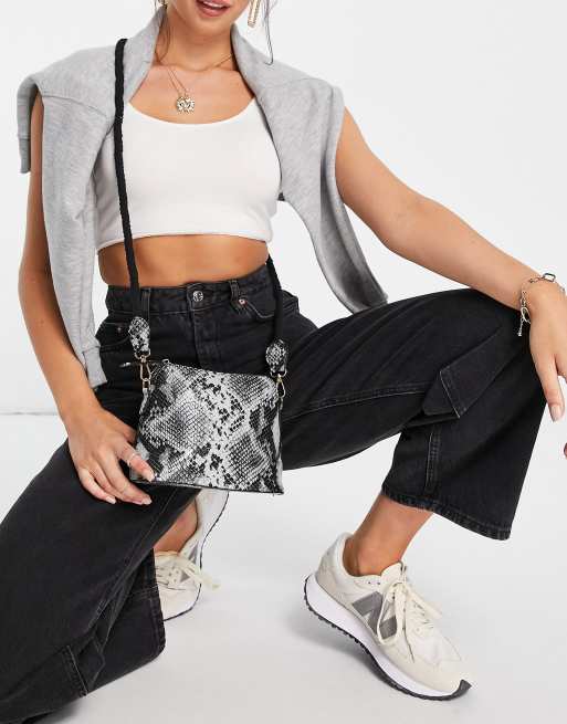 Truffle Collection cross body bag in black snake print