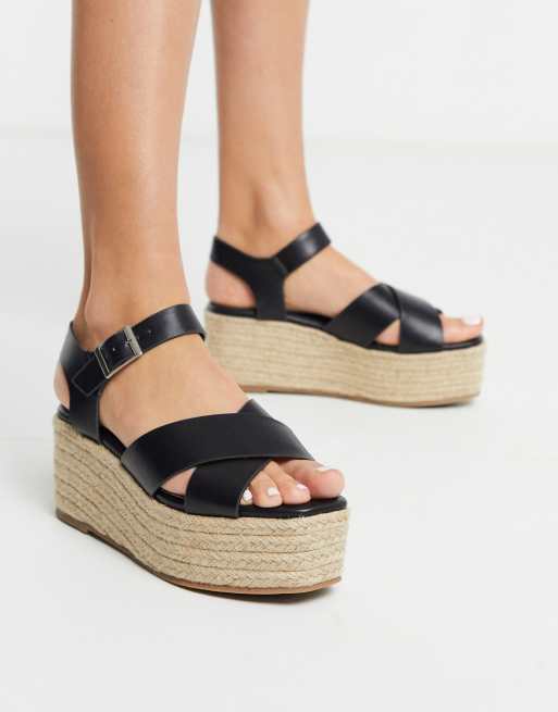 Truffle Collection Cross Strap Flatform Espadrilles Asos