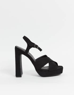 black crossover strap heels